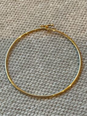 Jbloom Gold-Tone Stainless Steel Simple Hoop Charm Bangle Bracelet